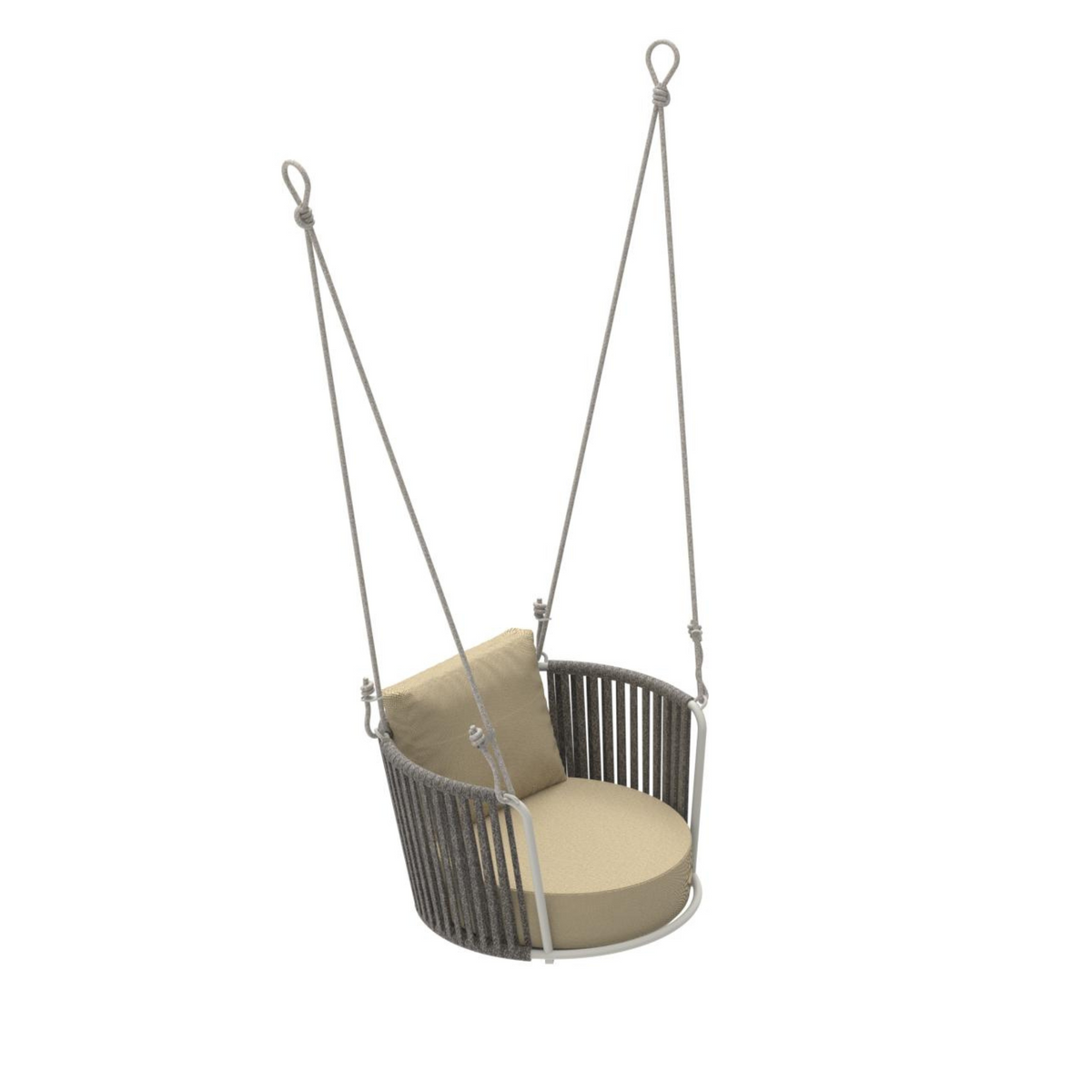 Poltrona sospesa in corda e acciaio inox verniciato "Daisy Rope" moderno da giardino