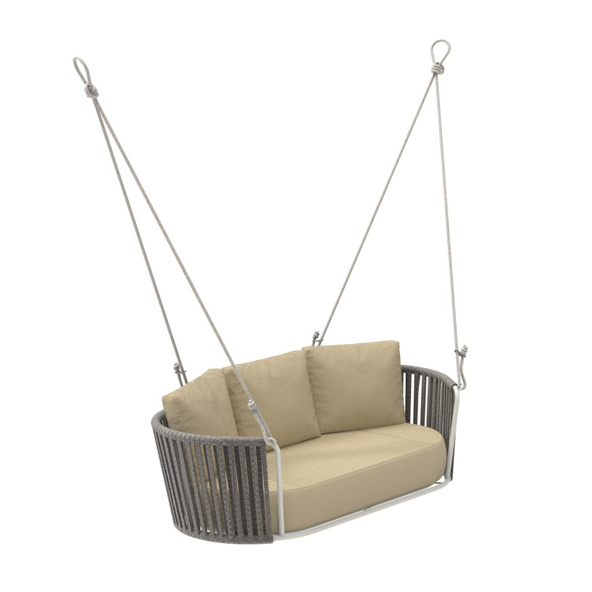 Poltrona sospesa in corda e acciaio inox verniciato "Daisy Rope" moderno da giardino