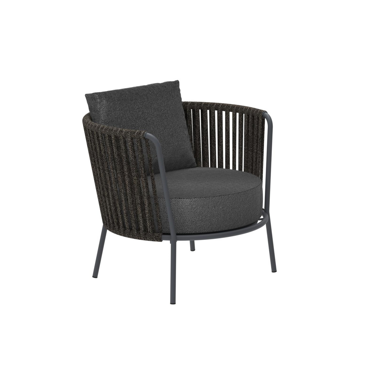 Poltrona bassa in corda e acciaio inox "Daisy Rope" sedia lounge da giardino cm 74x74 69h