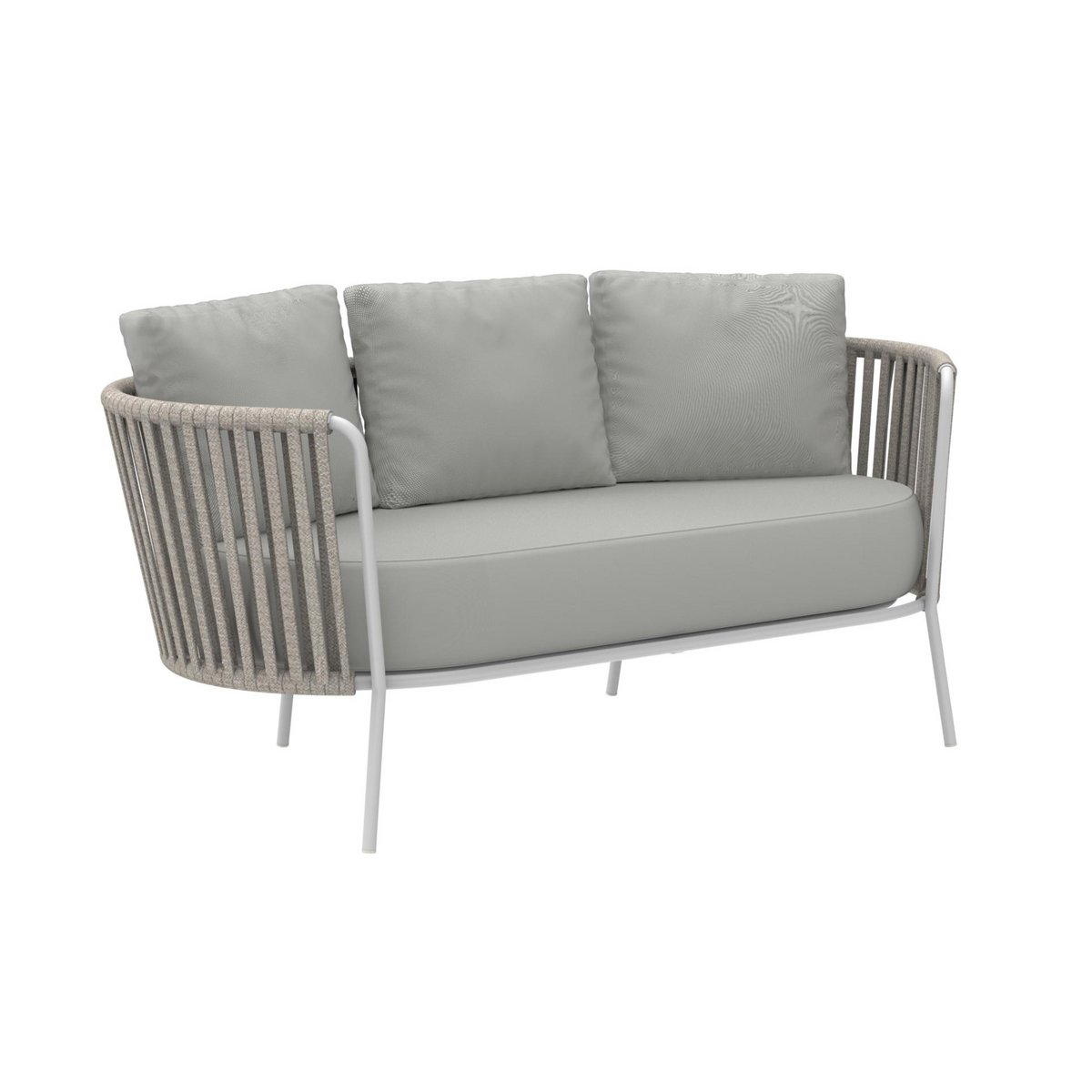 Divano 2 posti in corda e acciaio "Daisy Rope" sofà lounge da giardino cm 160x73 71h