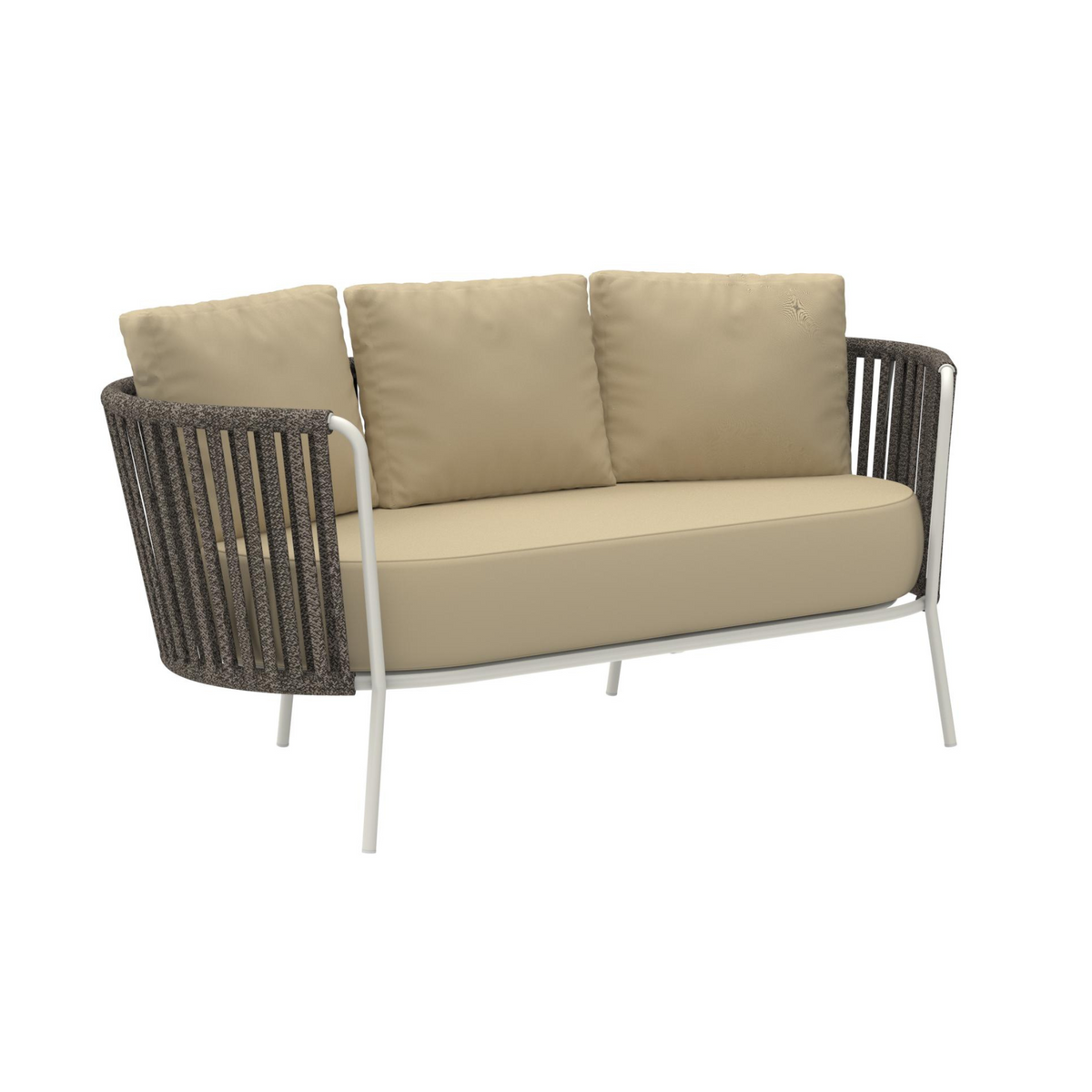 Divano 2 posti in corda e acciaio "Daisy Rope" sofà lounge da giardino cm 160x73 71h