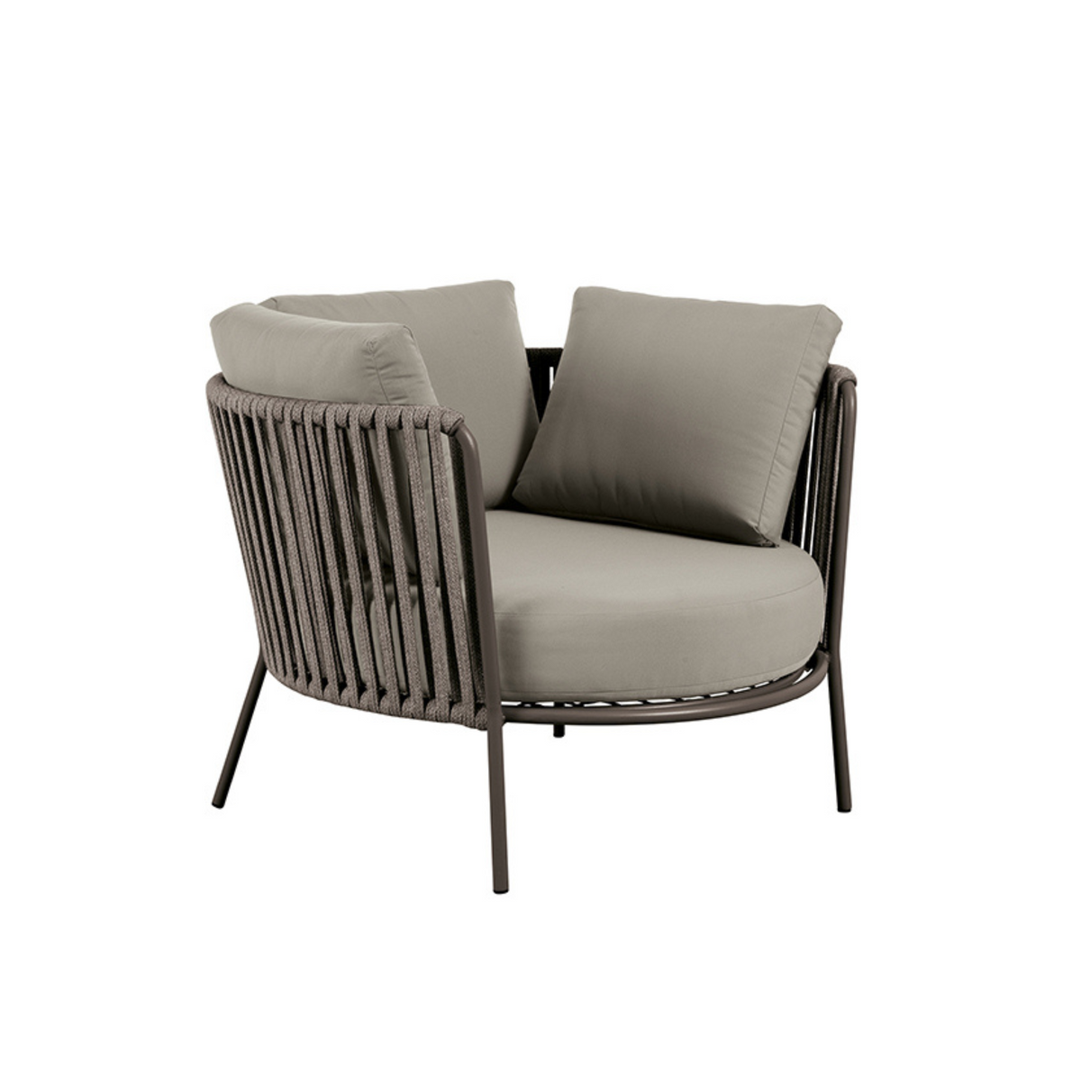 Poltrona bassa maxi in corda e acciaio inox "Daisy Rope" sedia lounge da giardino cm 104x104 71h