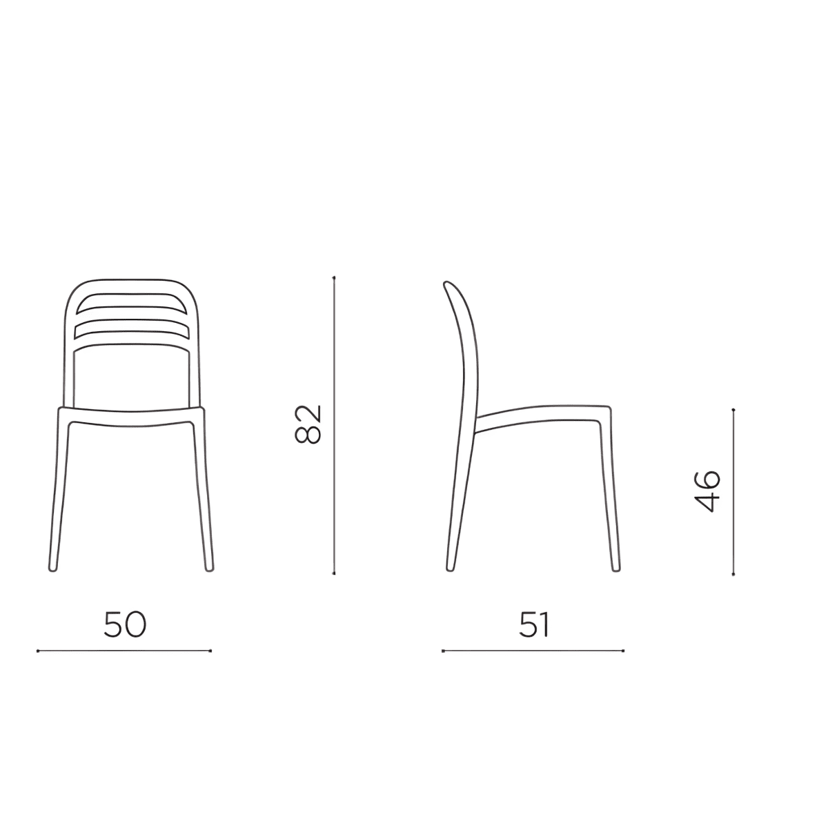 Set di sedie da pranzo "Guapa" in polipropilene cm 50x51 82h - MondoViro