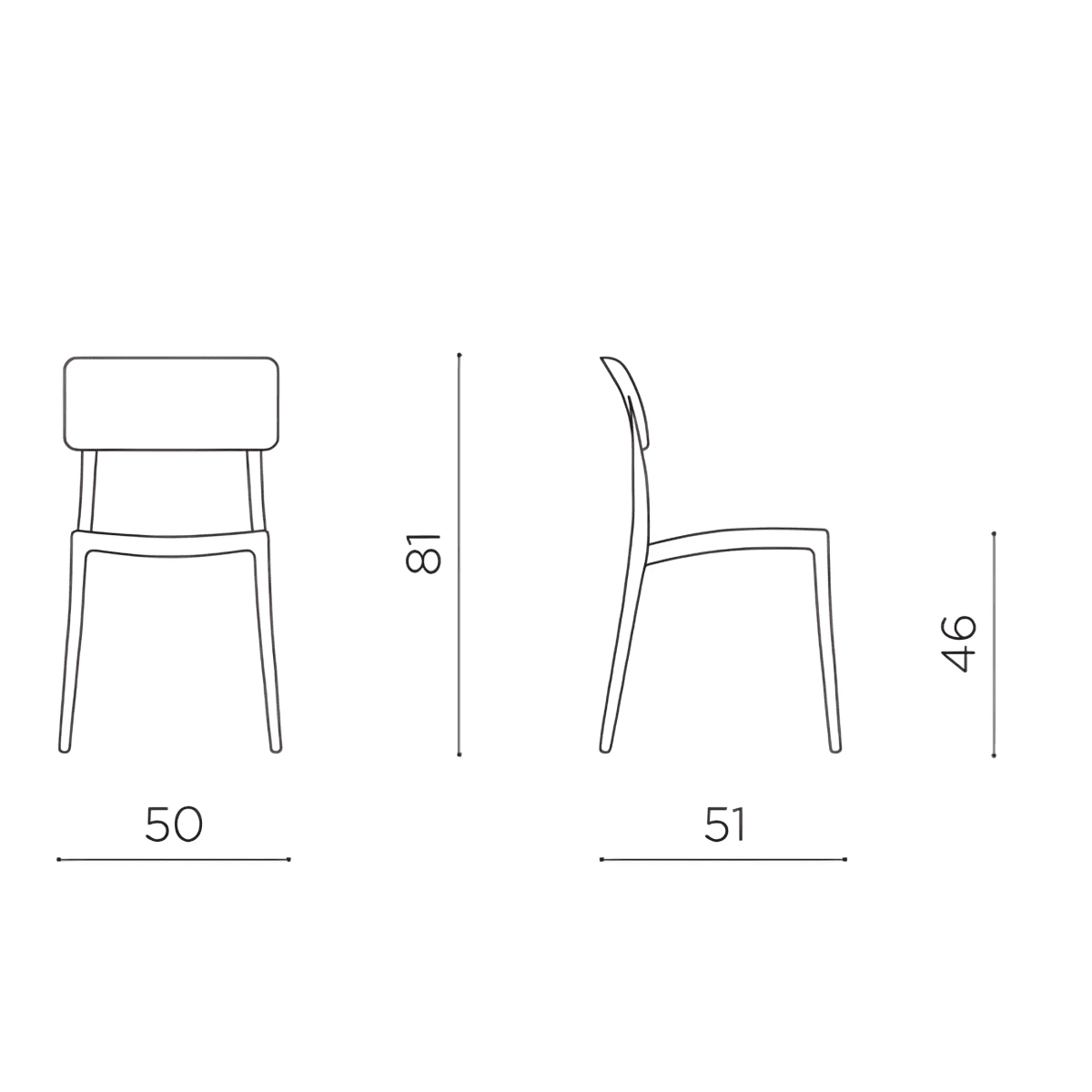 Set sedia impilabili "Maribela" in polipropilene cm 50x51 81h - MondoViro