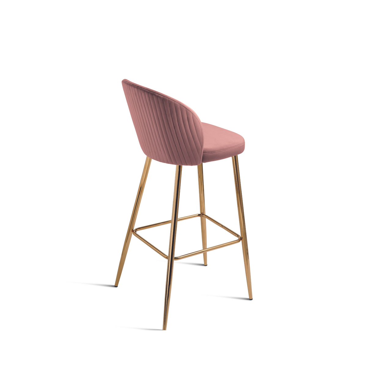 Set di sgabelli in velluto "Jenny" con struttura in metallo dorato cm 48x53 93h
