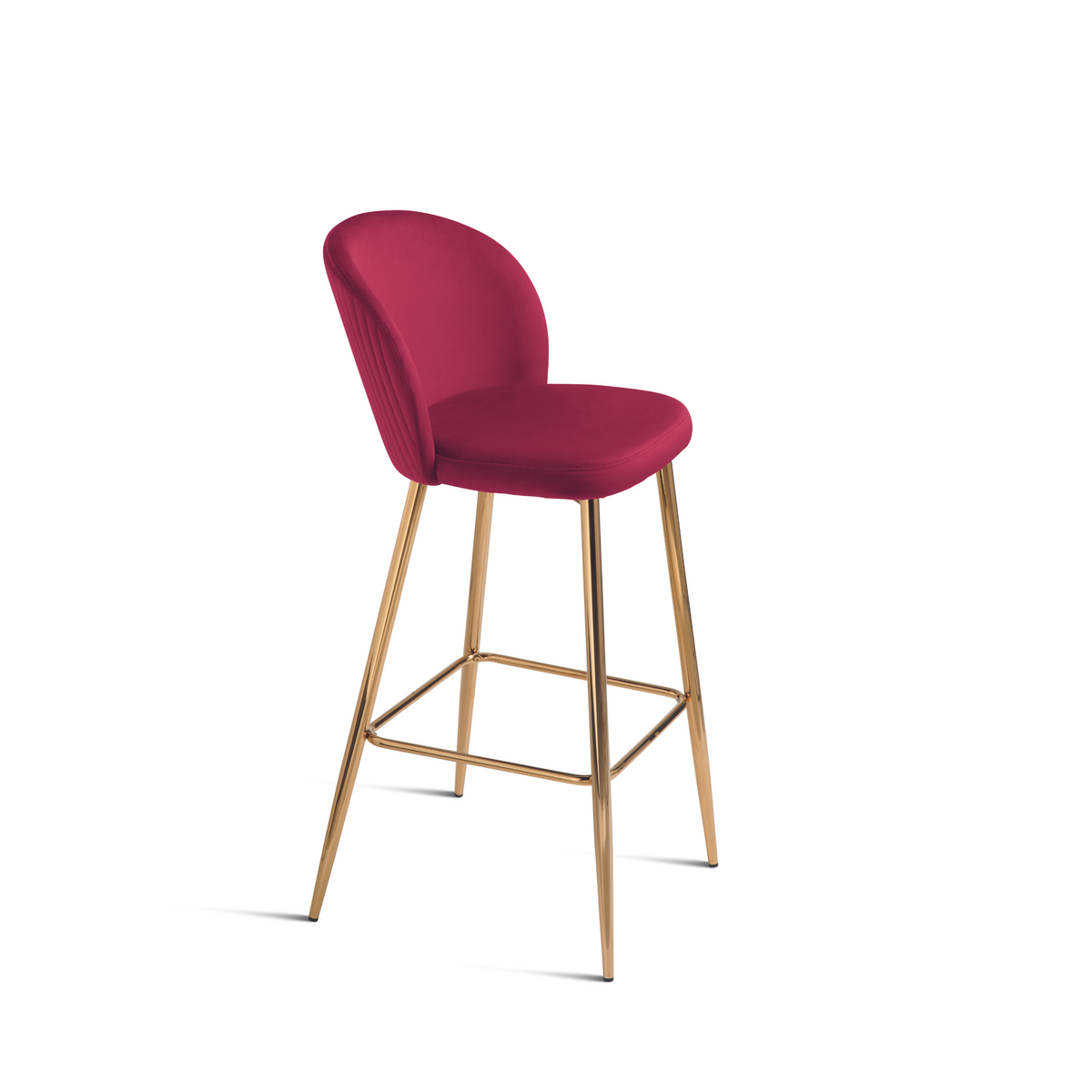 Set di sgabelli in velluto "Jenny" con struttura in metallo dorato cm 48x53 93h