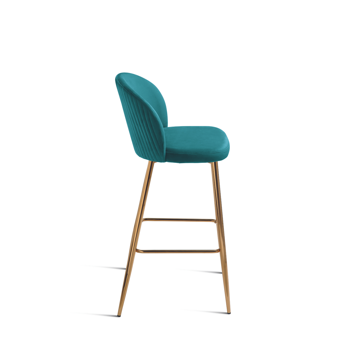 Set di sgabelli in velluto "Jenny" con struttura in metallo dorato cm 48x53 93h