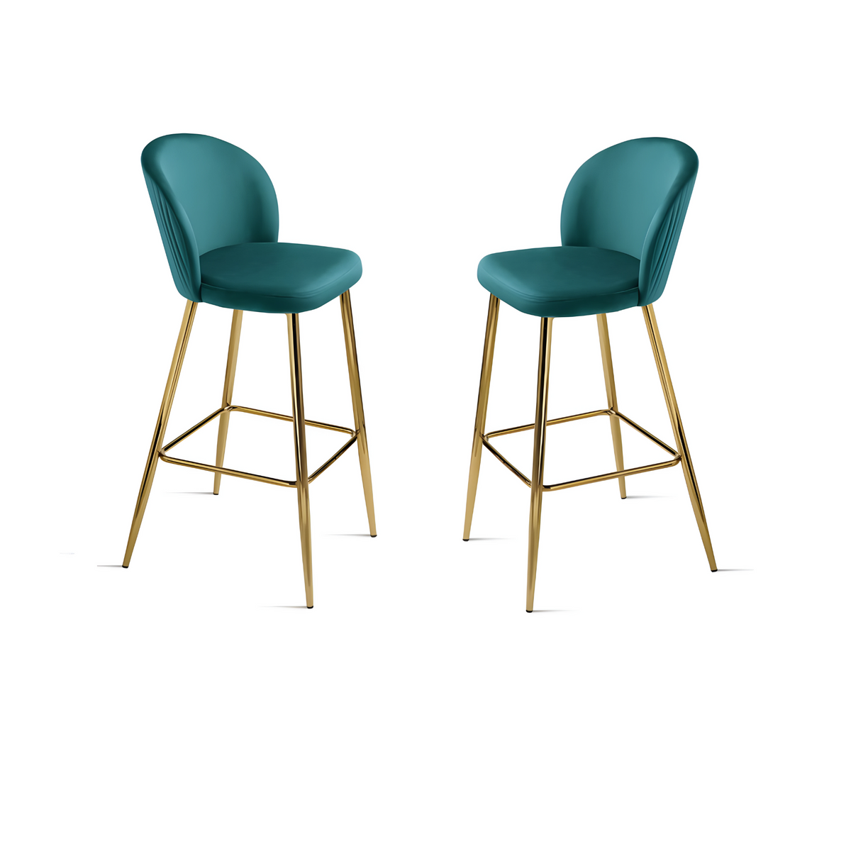Set di sgabelli in velluto "Jenny" con struttura in metallo dorato cm 48x53 93h