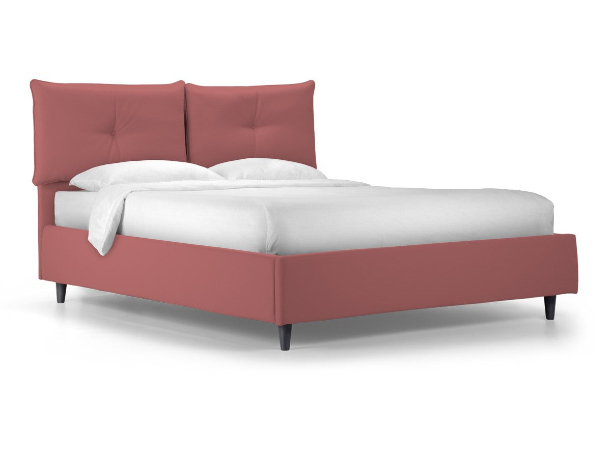 Letto contenitore con rete "Milano" tessuto Idro imbottito con piedini moderni
