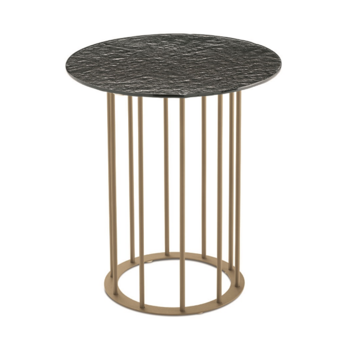 Tavolino elegante da caffè "Meyla" vetro martellato con base in metallo