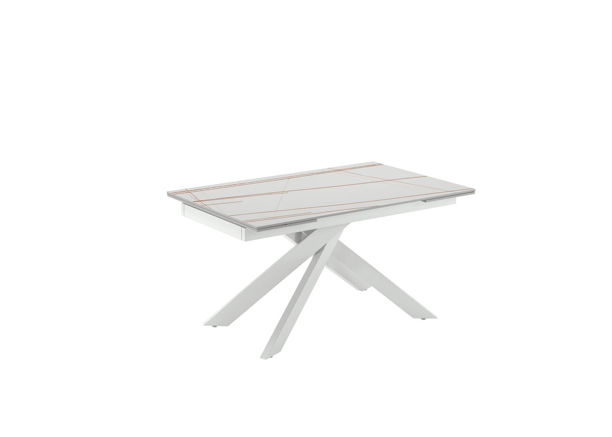 Tavolo allungabile con top in ceramica effetto marmo "Xavier" cm 140/200x80 76h
