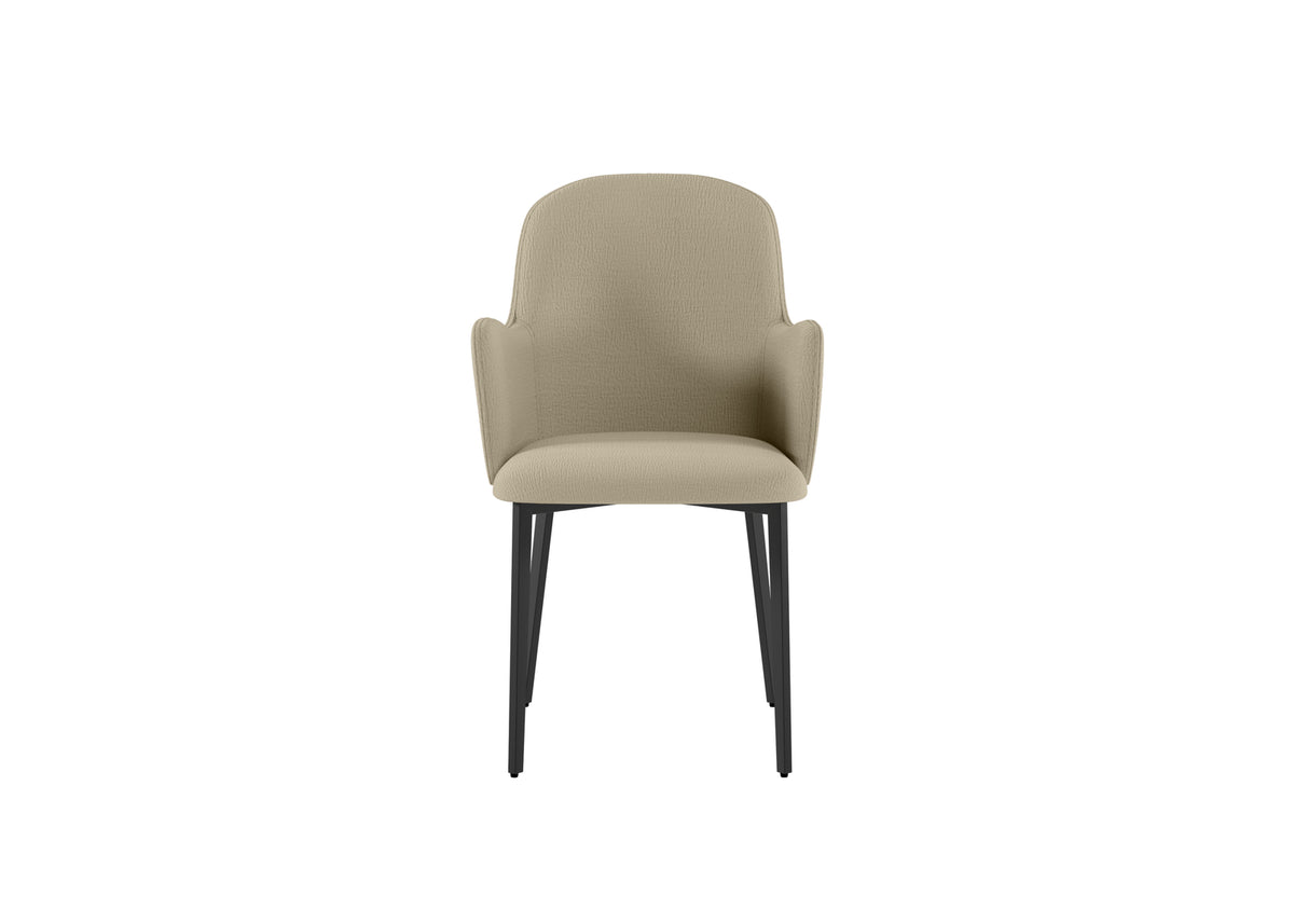 Set di 4 sedie in tessuto "Bloc" con braccioli e struttura in metallo verniciato nero