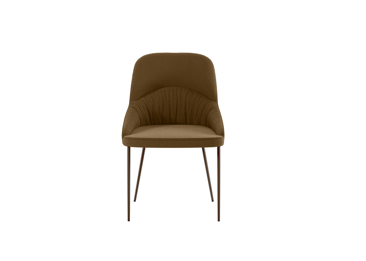 Set di 4 sedie imbottite in tessuto "Cover" con struttura in metallo verniciato bronzo