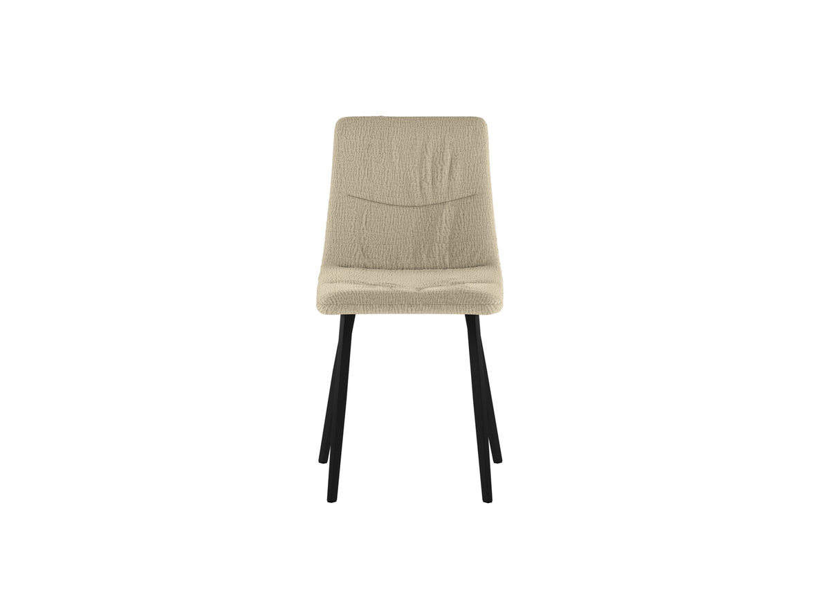Set 4 sedie in tessuto easy-clean "Carlotta" con struttura in metallo verniciato nero