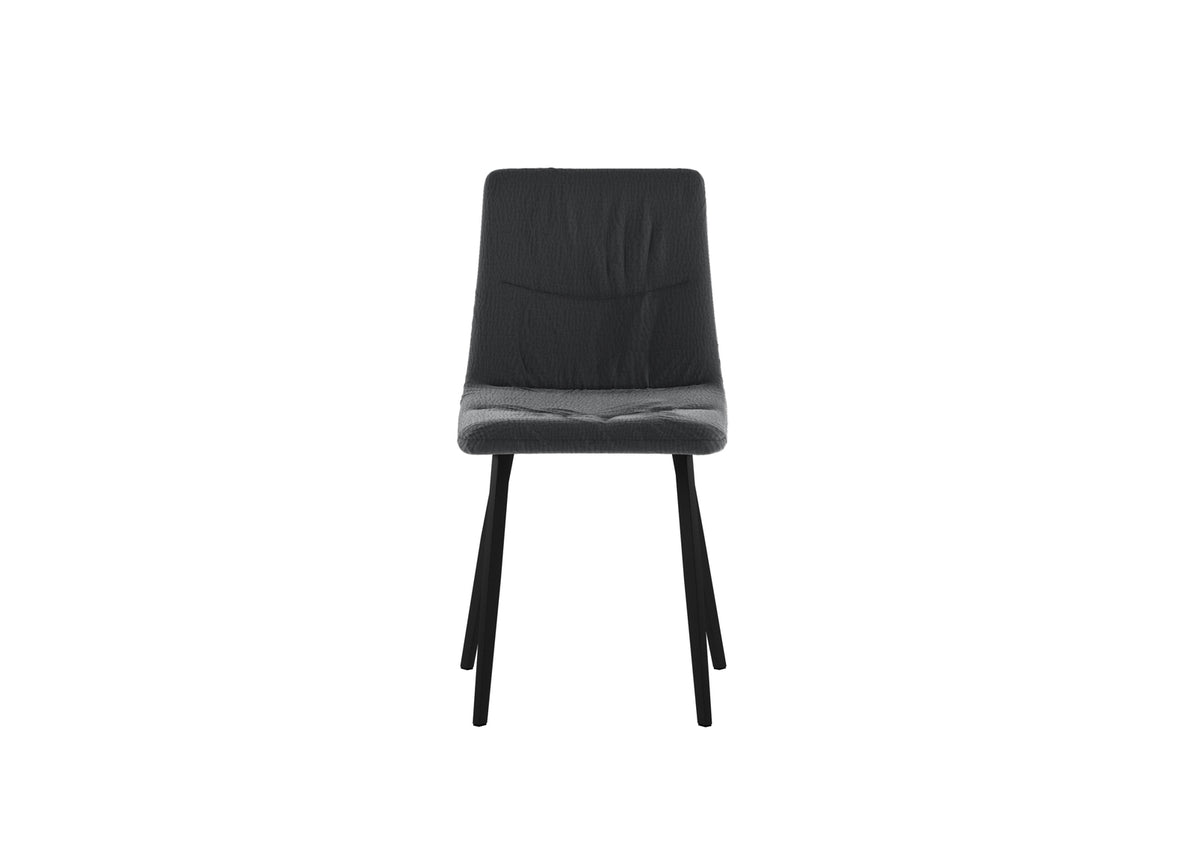 Set 4 sedie in tessuto easy-clean "Carlotta" con struttura in metallo verniciato nero