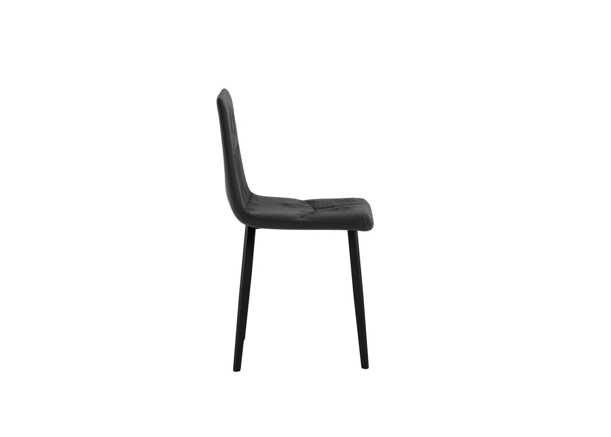 Set 4 sedie in tessuto easy-clean "Carlotta" con struttura in metallo verniciato nero