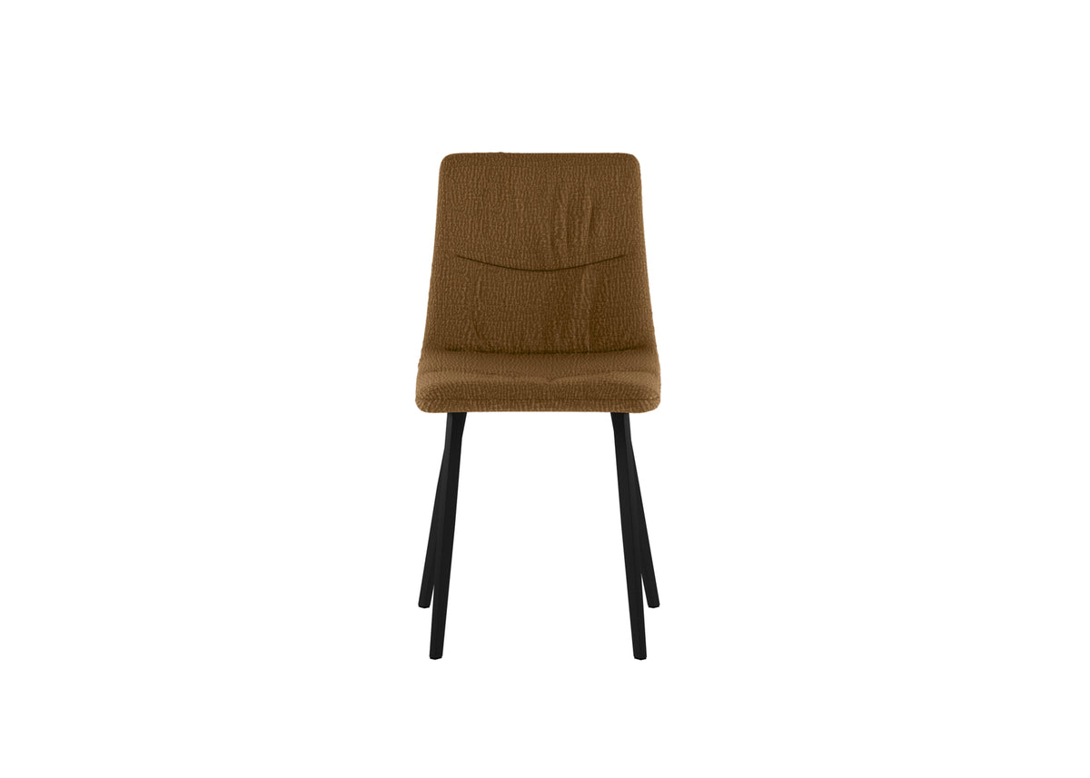 Set 4 sedie in tessuto easy-clean "Carlotta" con struttura in metallo verniciato nero