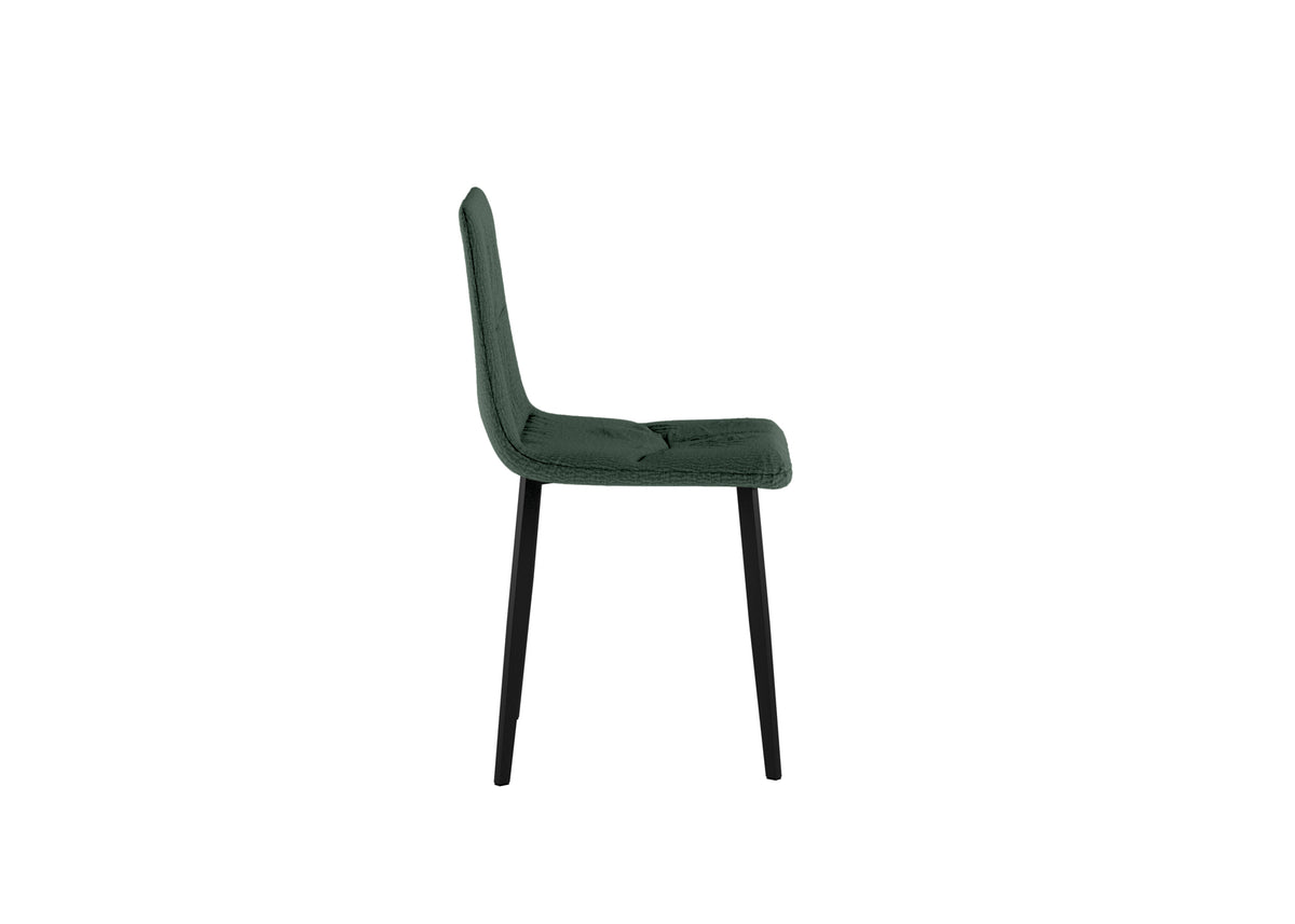 Set 4 sedie in tessuto easy-clean "Carlotta" con struttura in metallo verniciato nero