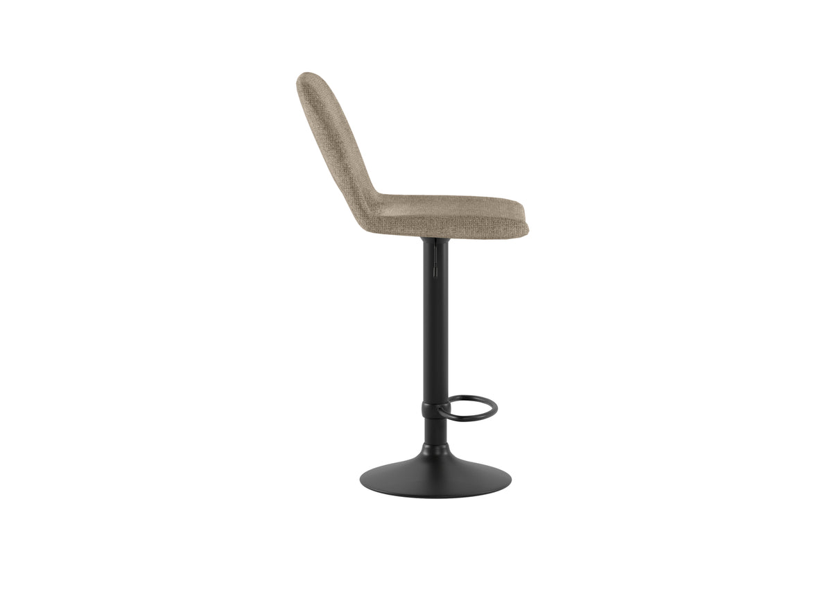 Set 2 sgabelli "Ross" in tessuto imbottito con alzata a gas e struttura in metallo verniciato nero