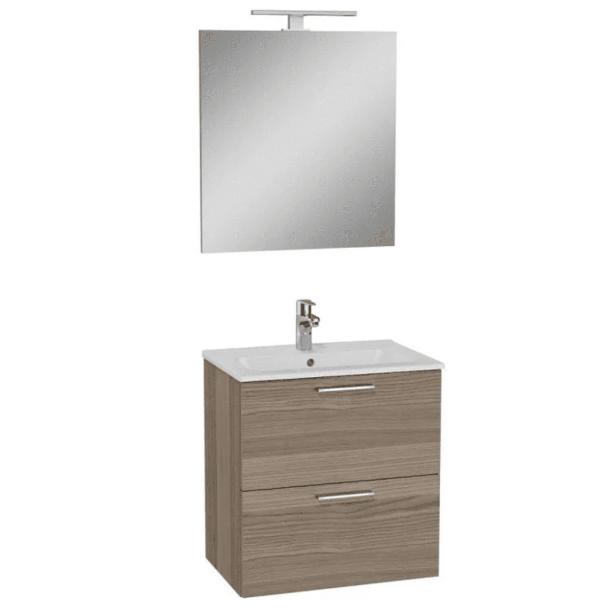 Mobile da bagno sospeso "Vitrax" in legno con 2 cassetti lavabo specchio e lampada - MondoViro