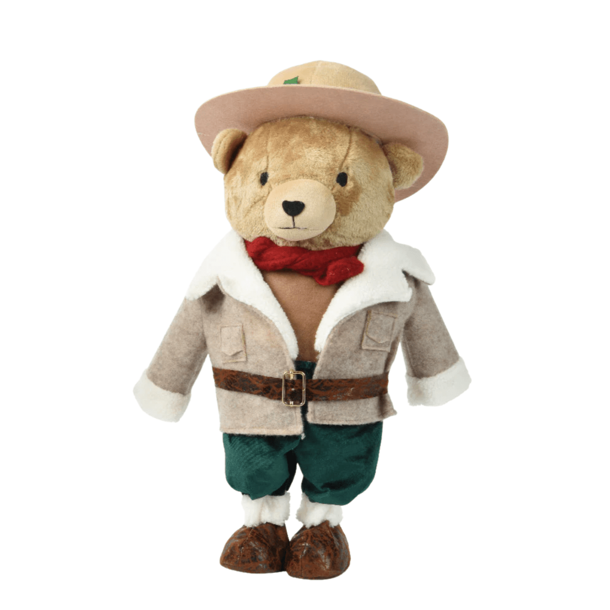Orsacchiotto country con cappotto beige e cappello, decorazioni natalizie in poliestere - MondoViro