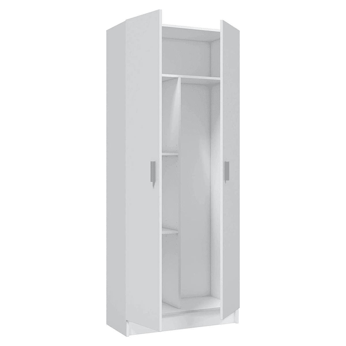 Armadio multiuso bianco in legno con ripiani e vano portascope h 180 cm - MondoViro