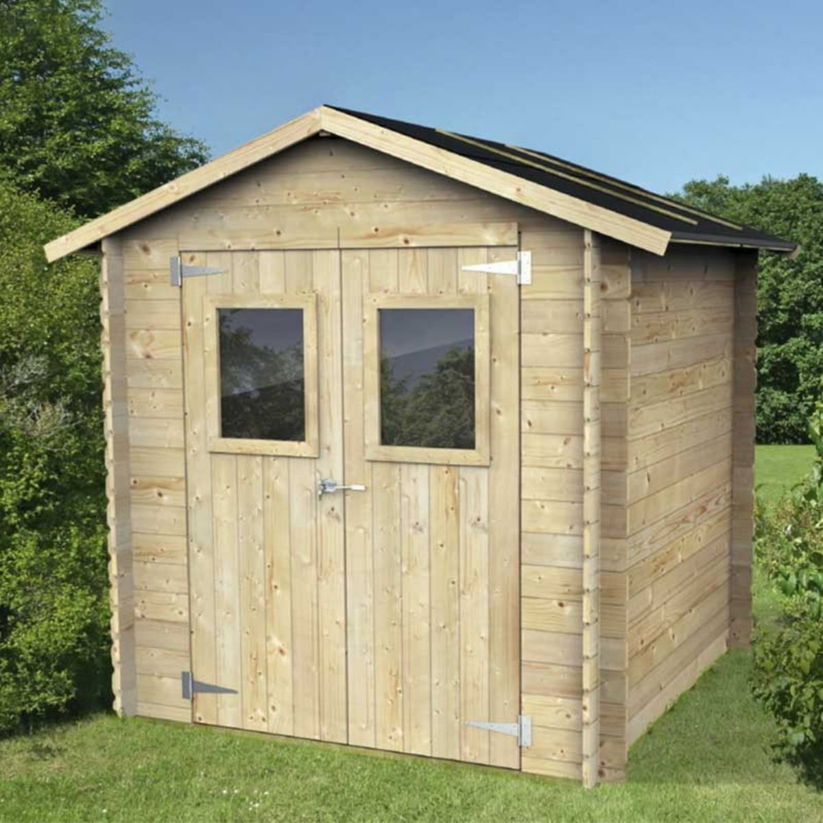 Casetta in legno da giardino doppia porta finestrata "Hobby" cm 200x200 200h