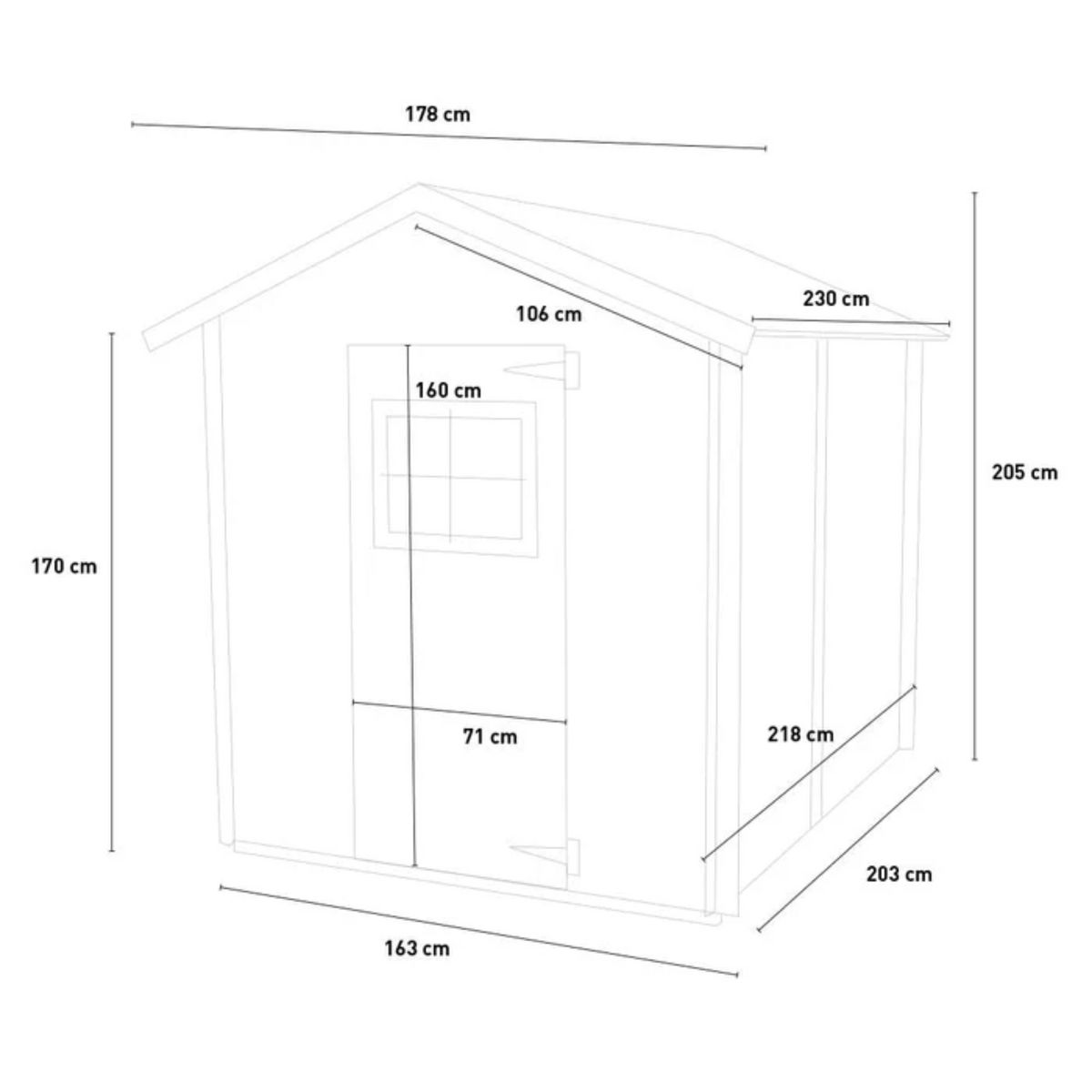 Casetta in legno da giardino "Marlo" cm 178x218 205h porta singola finestrata