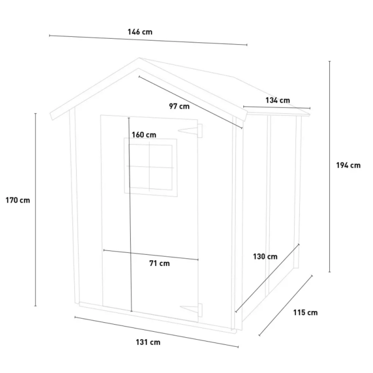 Casetta in legno da giardino "Edorado" da giardino cm 146x132 194h porta singola finestrata
