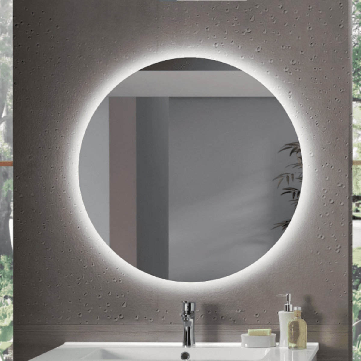 Mobile da bagno sospeso "Kleo" in legno con 2 cassetti lavabo e specchio - MondoViro