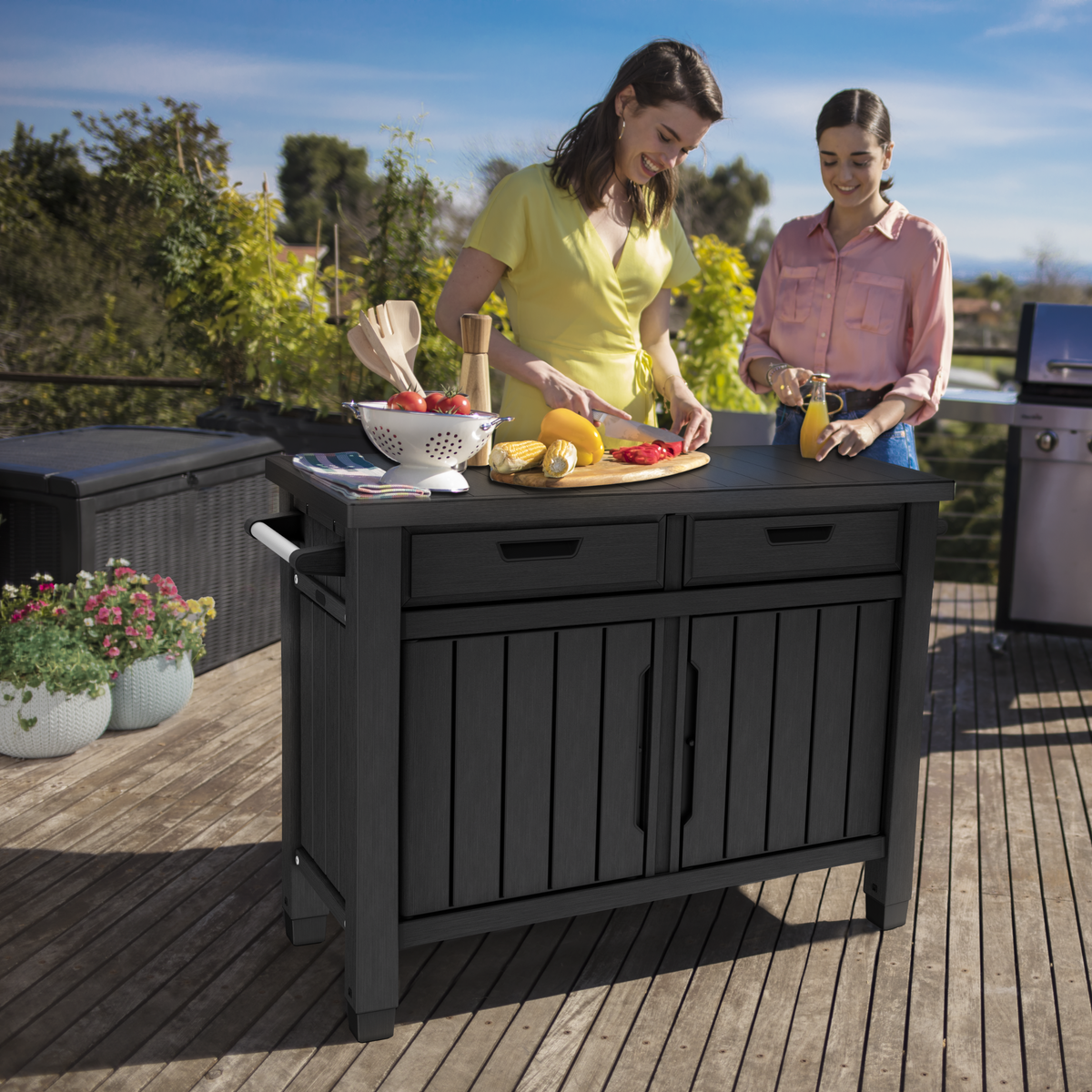 Tavolino per BBQ in resina 2 ante "Unity XL" cm 134x51,7 90h