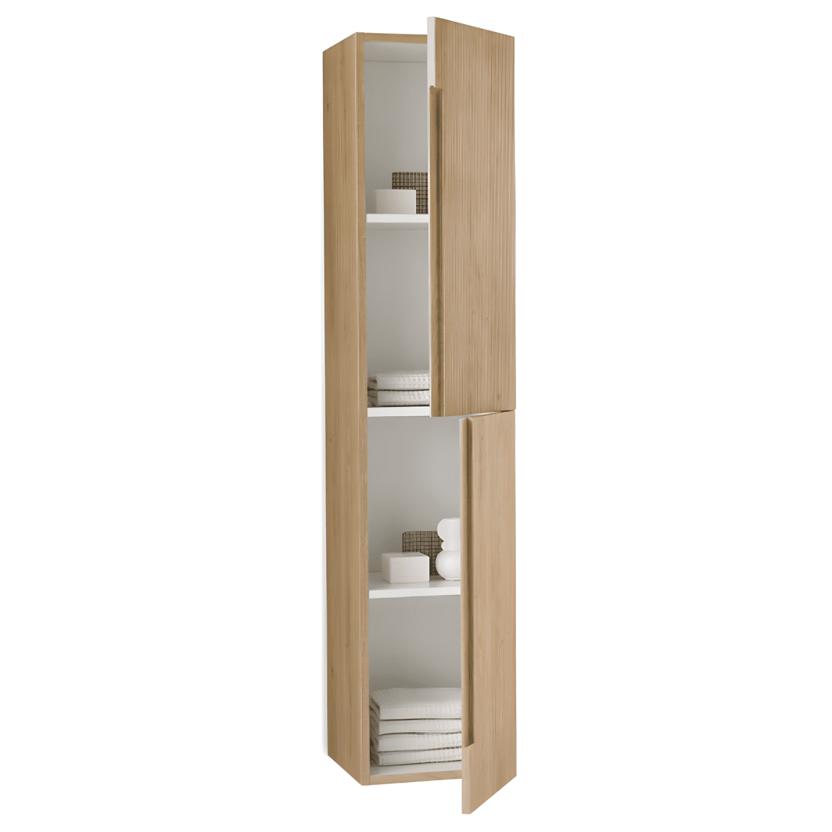 Mobile da bagno in legno "Eliot" con 2 cassetti lavabo e colonna sospesa - MondoViro
