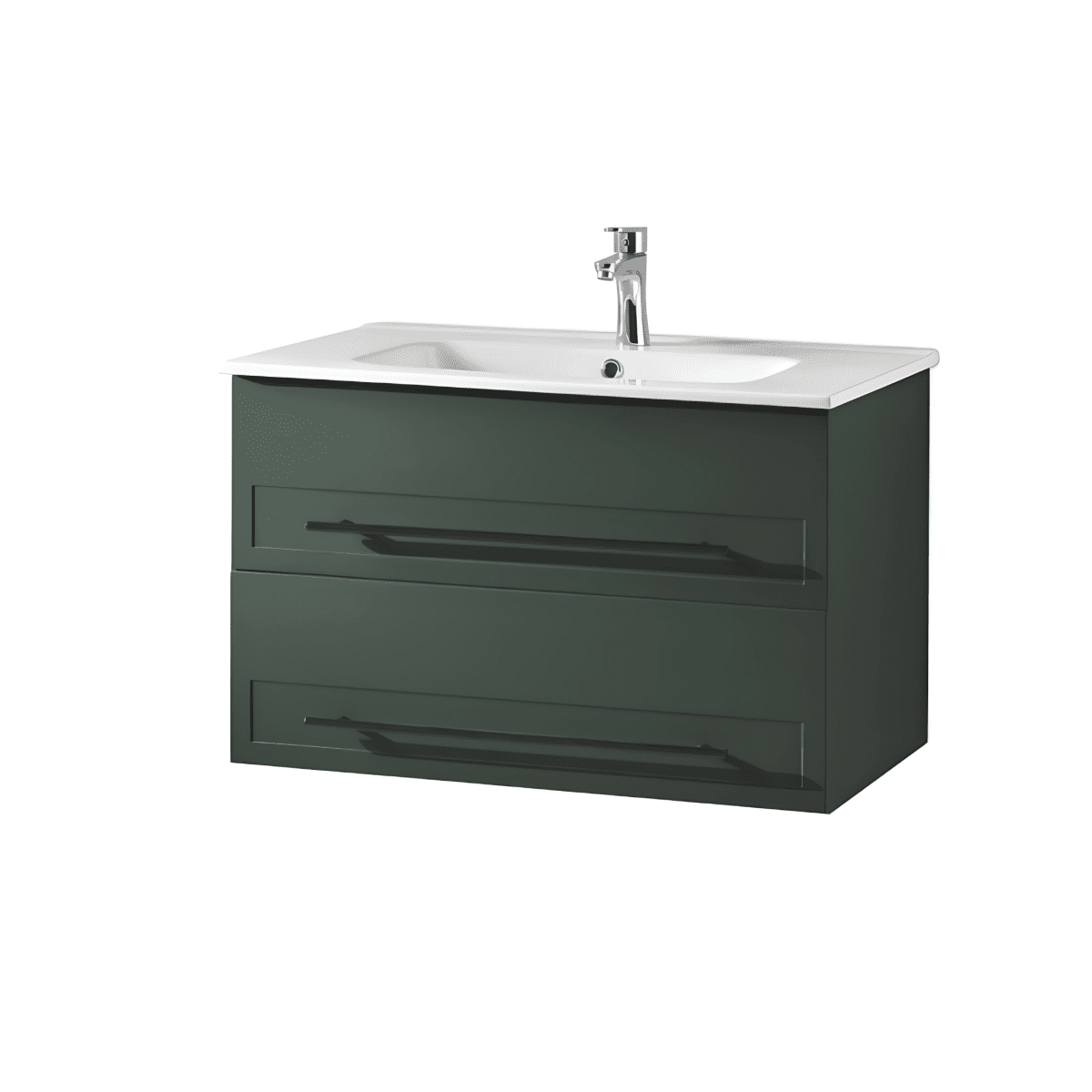 Mobile da bagno sospeso moderno "Sierra80" con 2 cassetti lavabo e specchio Led - MondoViro