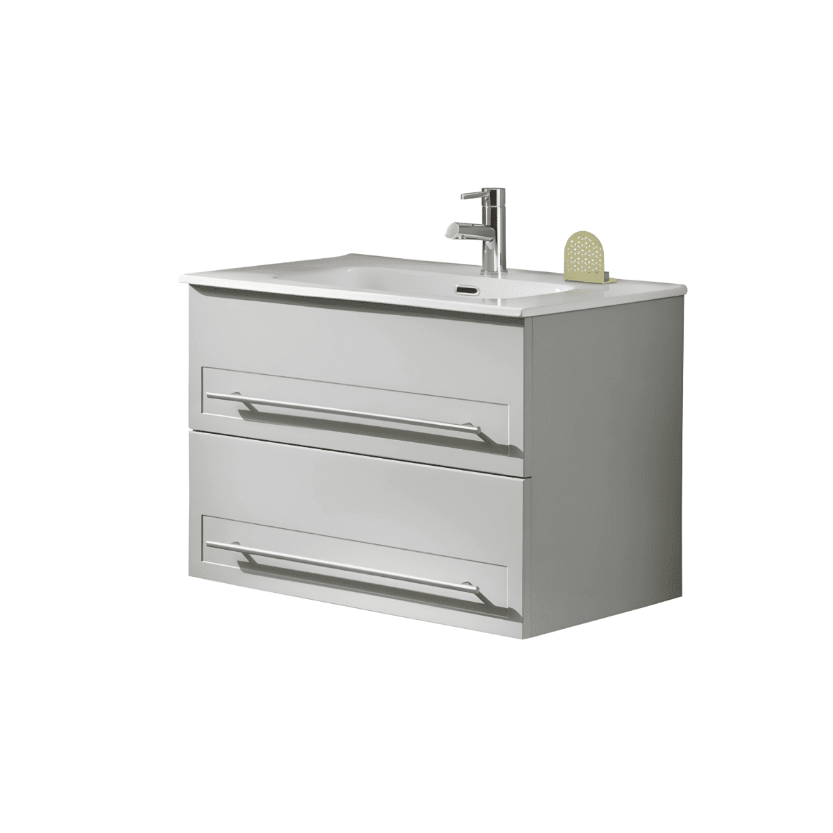 Mobile da bagno sospeso moderno "Benedict" con 2 cassetti lavabo e specchio Led - MondoViro