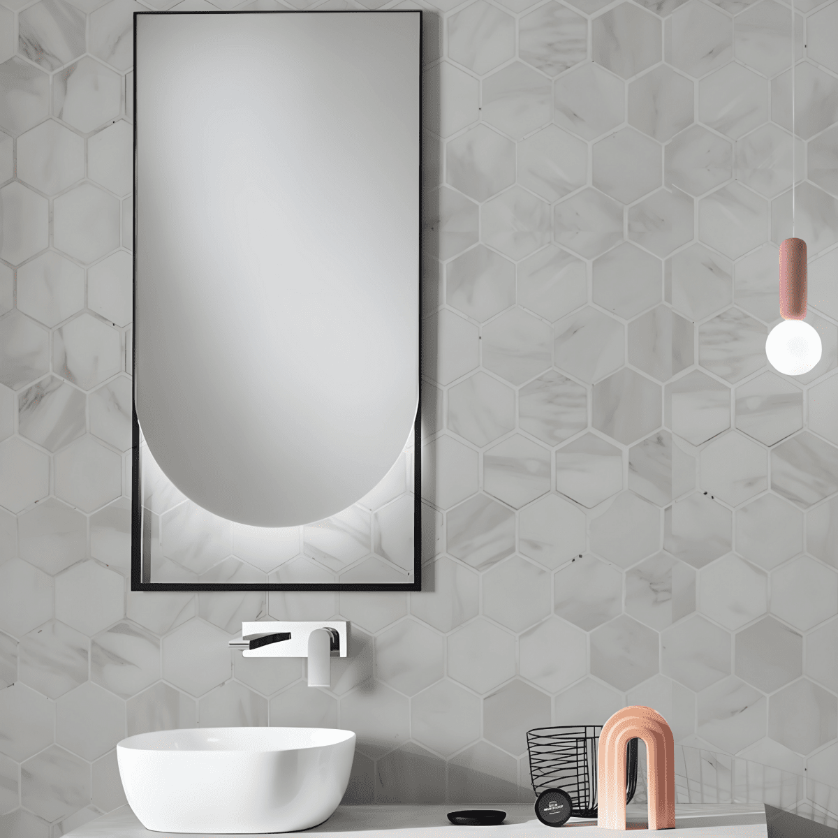 Mobile da bagno sospeso moderno "Benedict" con 2 cassetti lavabo e specchio Led - MondoViro