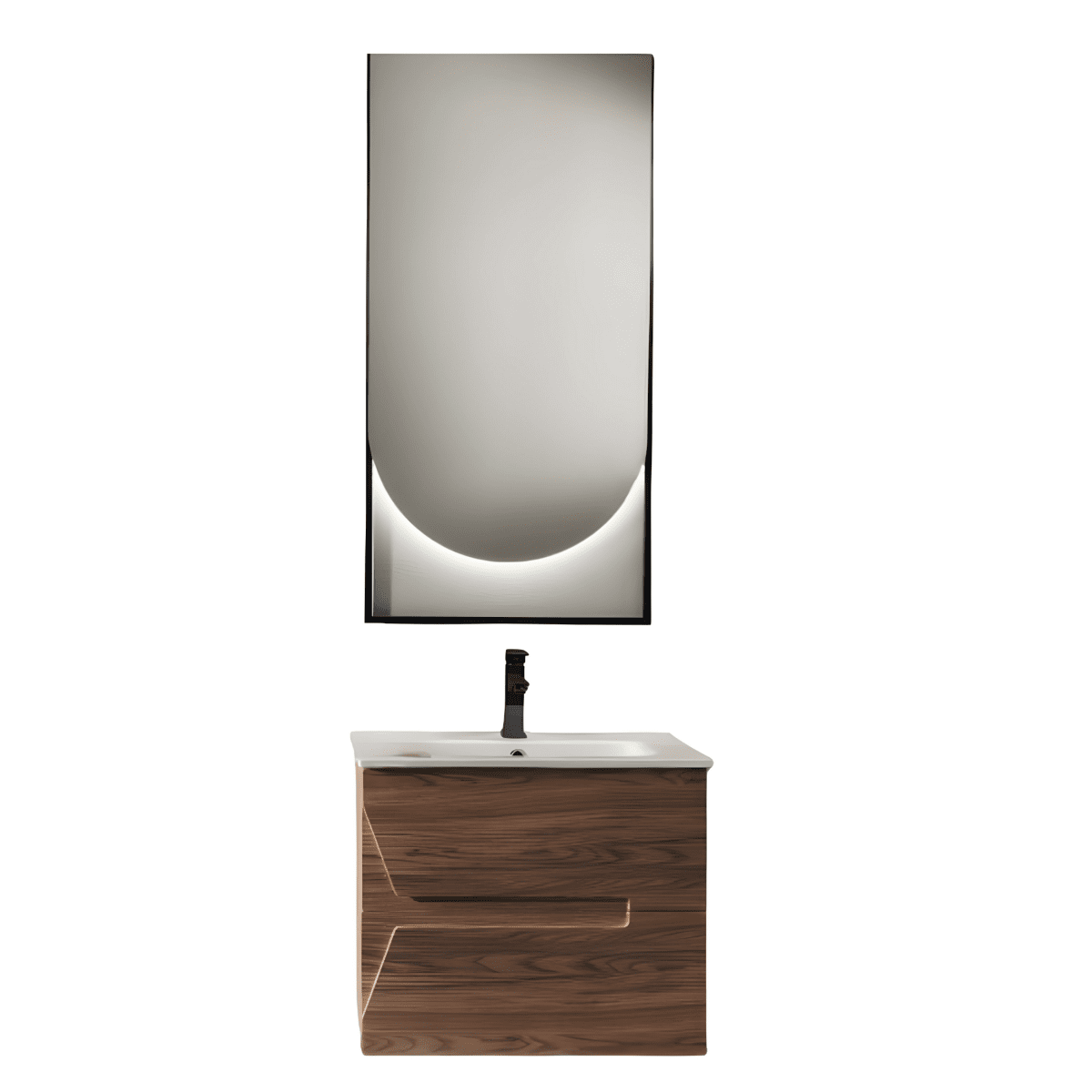 Mobile da bagno sospeso "Tamigi" 2 cassetti lavabo e specchio Led - MondoViro