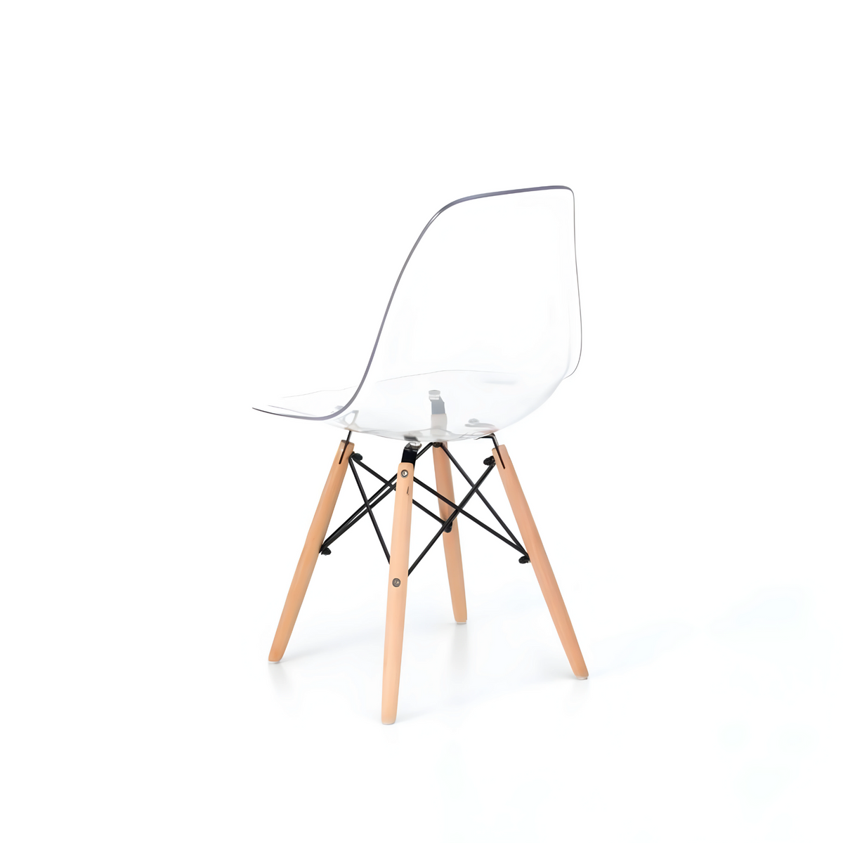 Set di sedie moderne trasparenti "Elysia" in policarbonato con gambe in legno