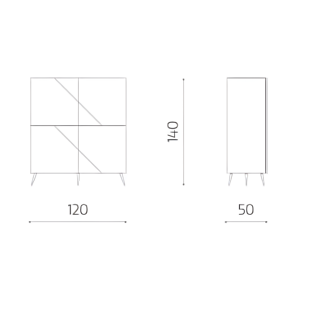 Madia 4 ante con specchio "Mirrors" già assemblata cm 120x50 h140