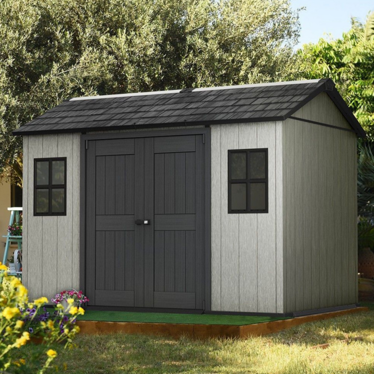 Casetta da giardino "GiardinoGlow" con pavimento e 2 finestre cm 350x229 254h