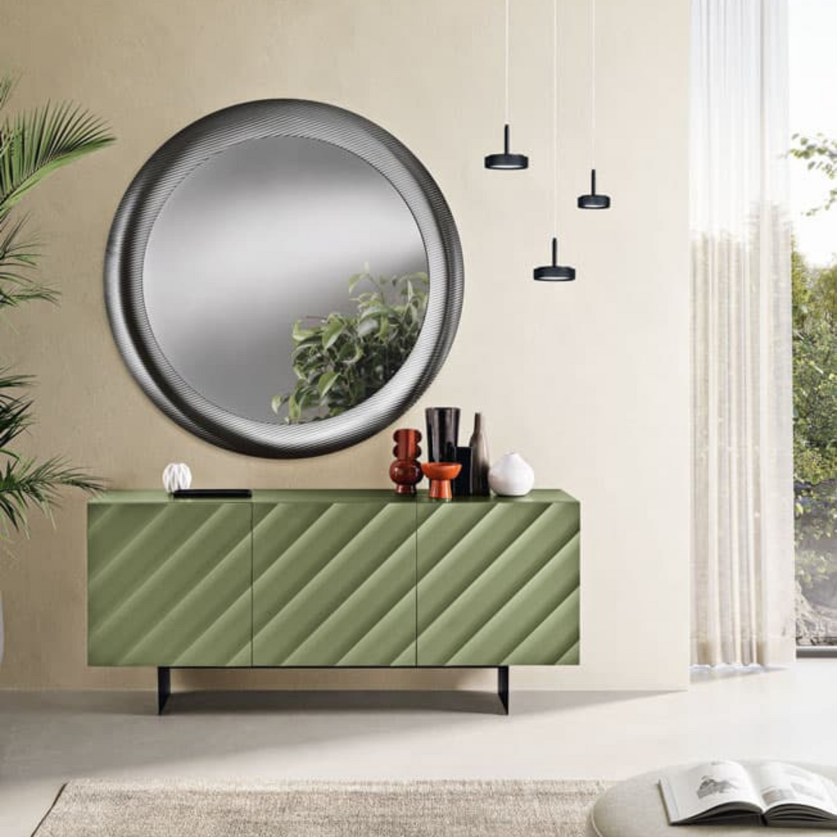 Madia 3 ante moderna già assemblata "Antares" in legno cm 180x50 h80