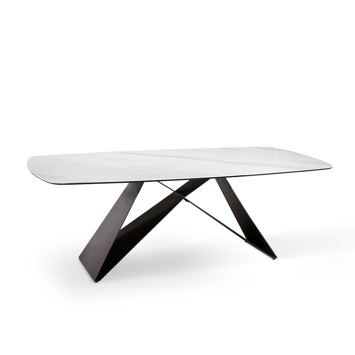 Tavolo moderno fisso "Loyra"in ceramica su vetro temperato effetto marmo cm 220x110 76h