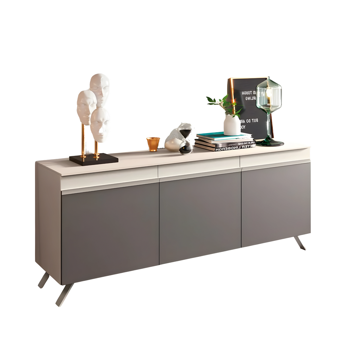 Madia moderna da soggiorno "Abaco Day" con 3 ante e maniglia a gola cm 180x48,5 85,2h