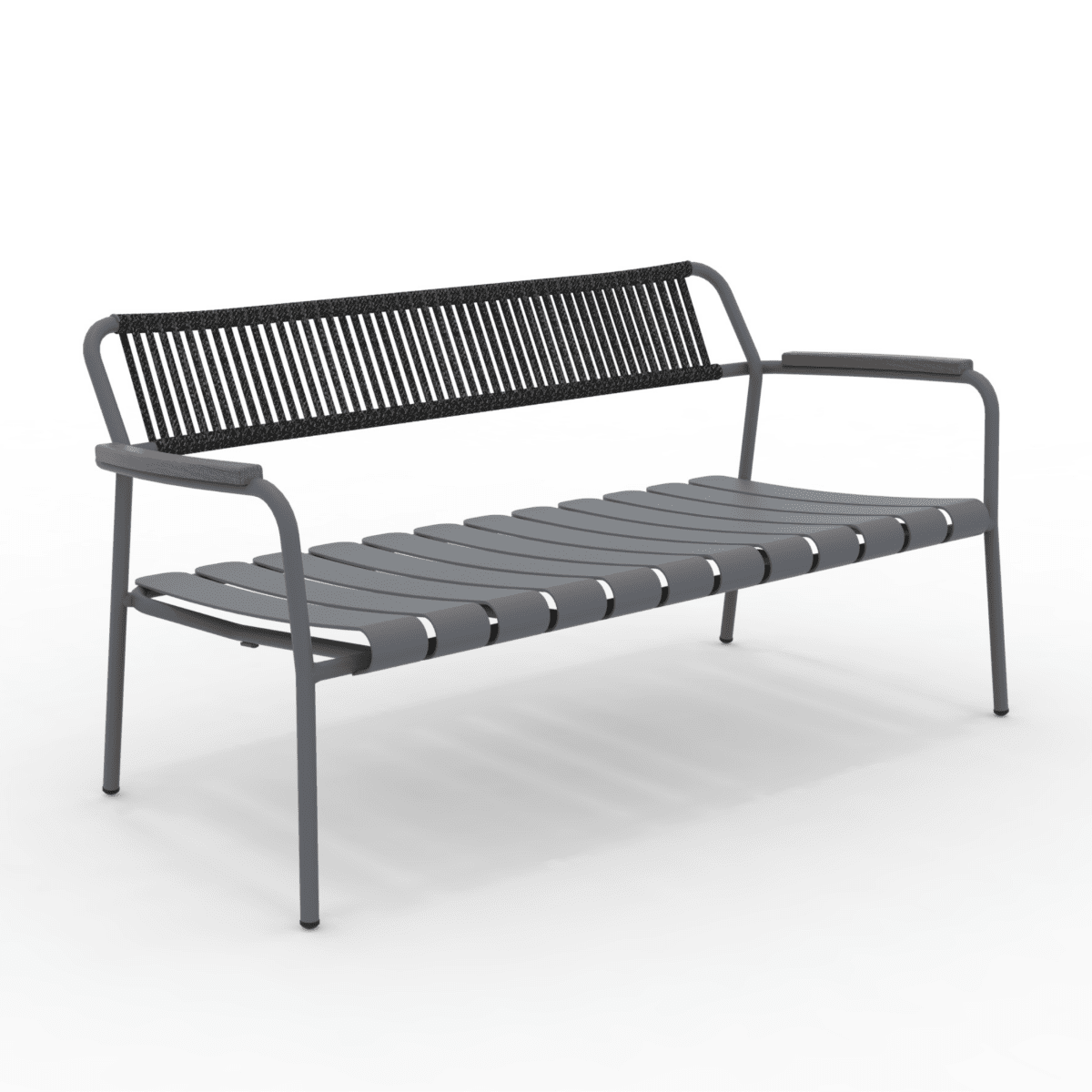 Panchina lounge con schienale in corda "Verdea Rope" divanetto da giardino cm 148x70 74h - MondoViro
