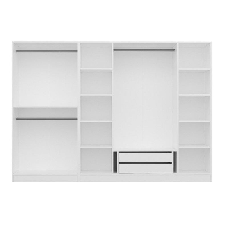 Armadio 6 ante "Kale" bianco effetto cannettato in legno cm 270x52 210h