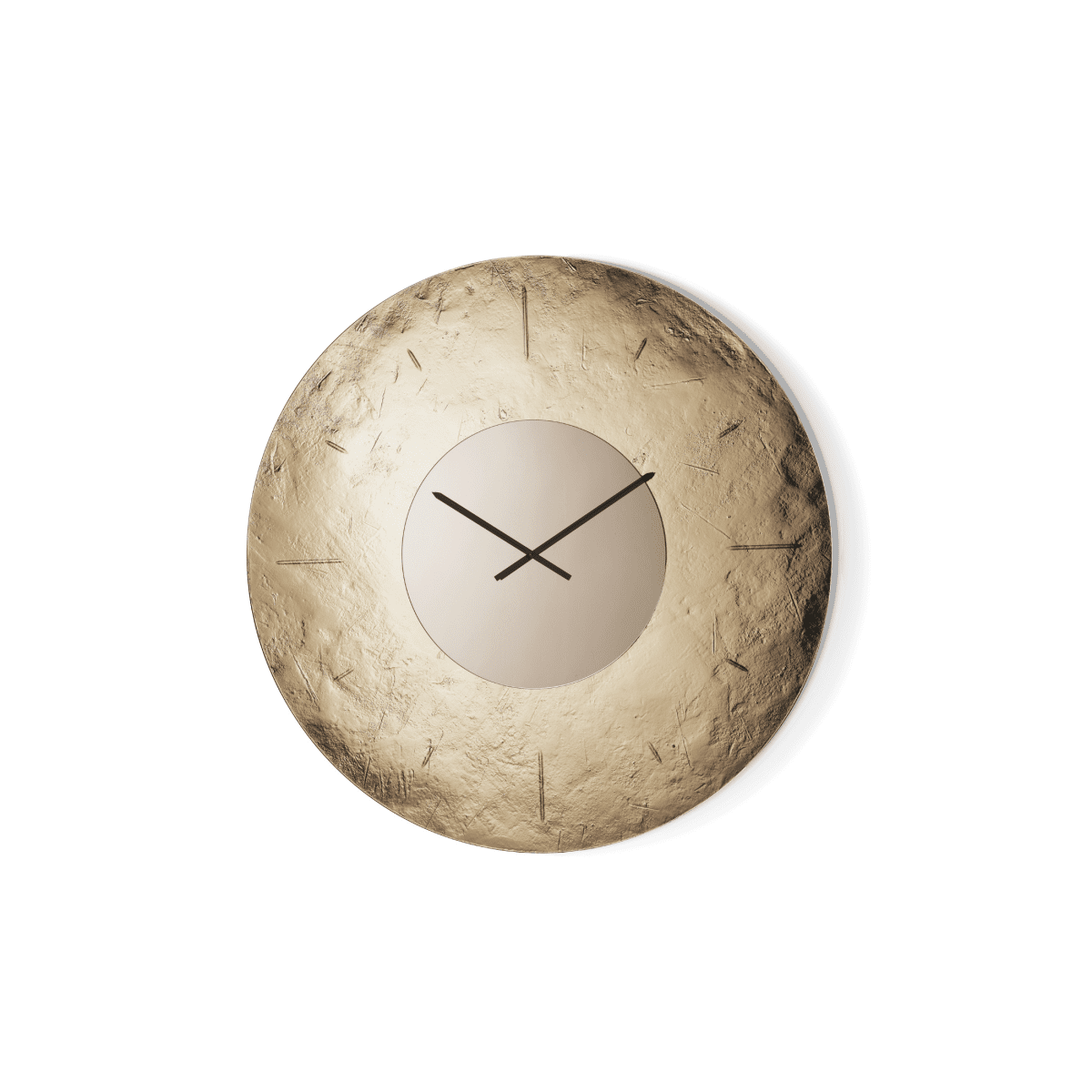 Orologio a parete "Kronis" in vetro fuso martellato retroargentato con inserto specchiato e numeri incisi a macchina - MondoViro
