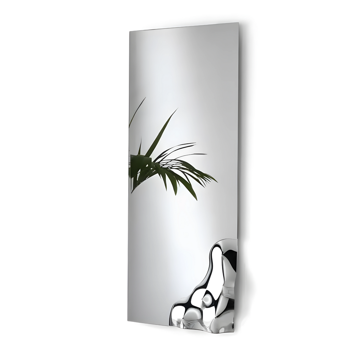 Specchio moderno rettangolare "Letizia" con angolo in vetro fuso cm 170x68 h