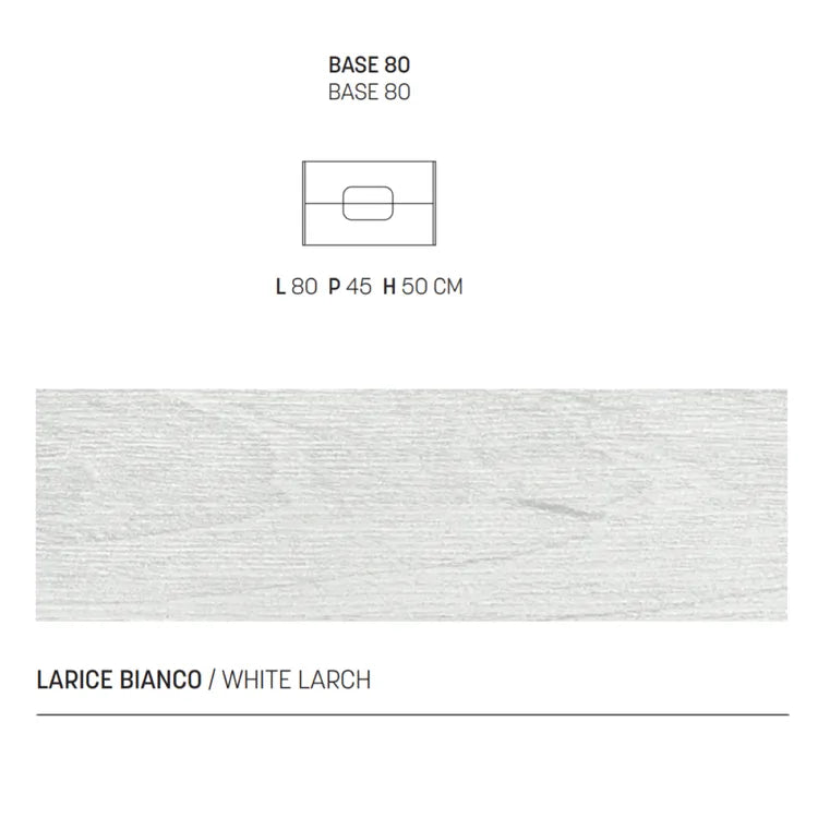 Mobile bagno sospeso "Jade80" in legno larice bianco con 2 cassetti e lavabo - MondoViro