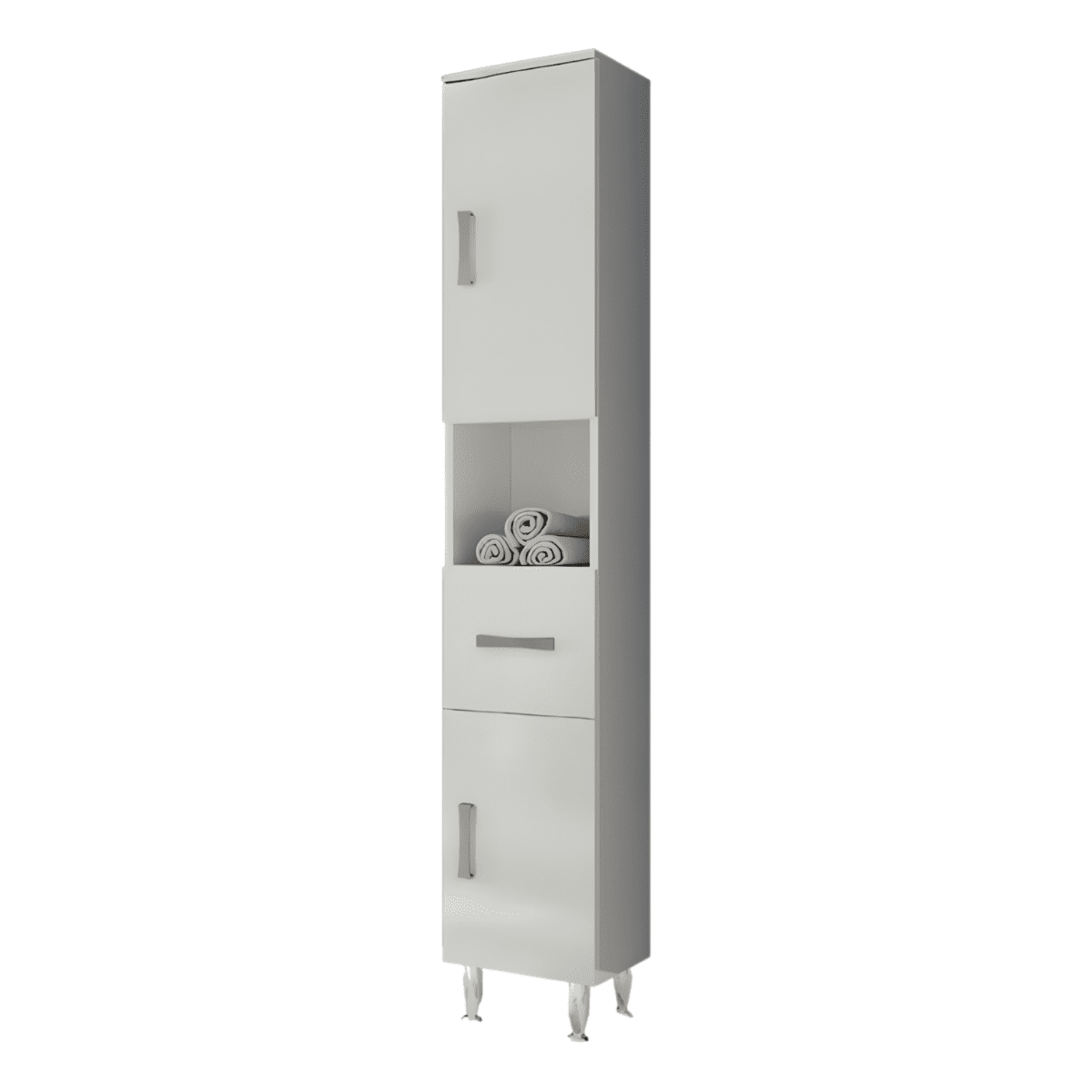 Mobile da bagno "Elendir" con lavabo in ceramica integrato maniglie piedini cromati - MondoViro