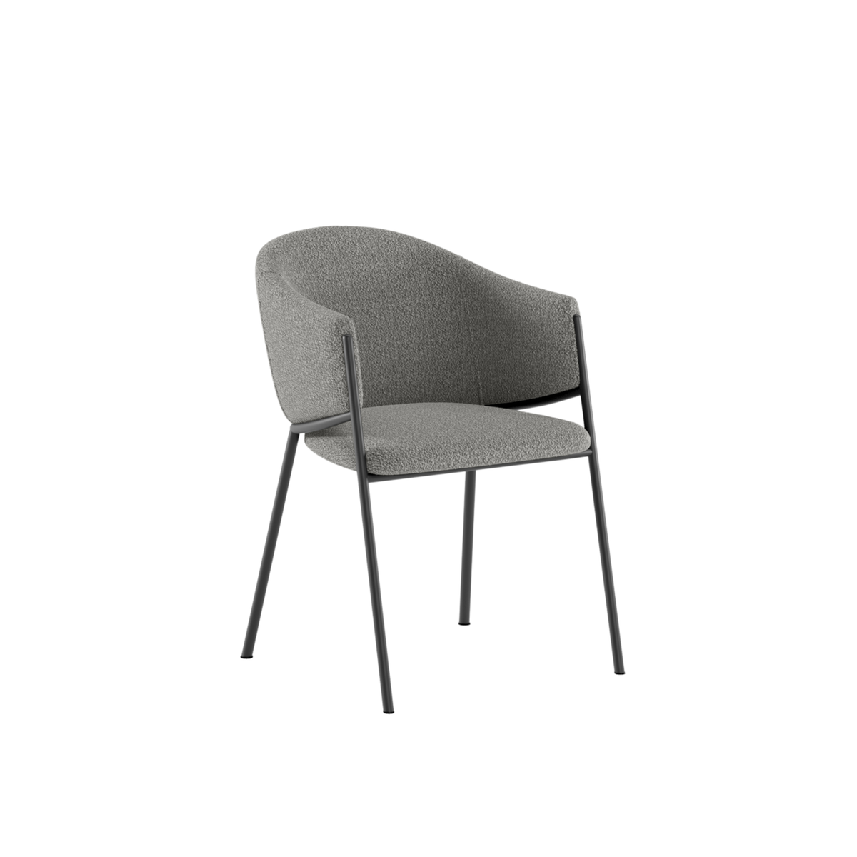 Set 4 sedie "Orizon" in tessuto bouclé easy-clean cm 53x60 78h