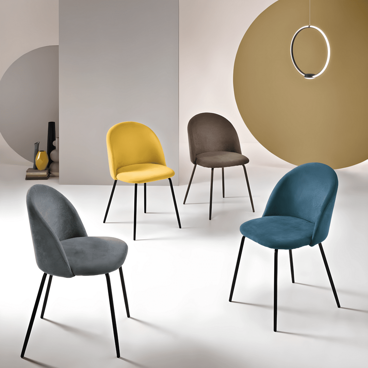 Set sedie da pranzo in tessuto moderne "Prince" con imbottitura cm 50x52 81h - MondoViro